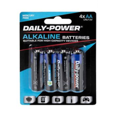 Pack of 4 Alkaline Batteries - Size AA
